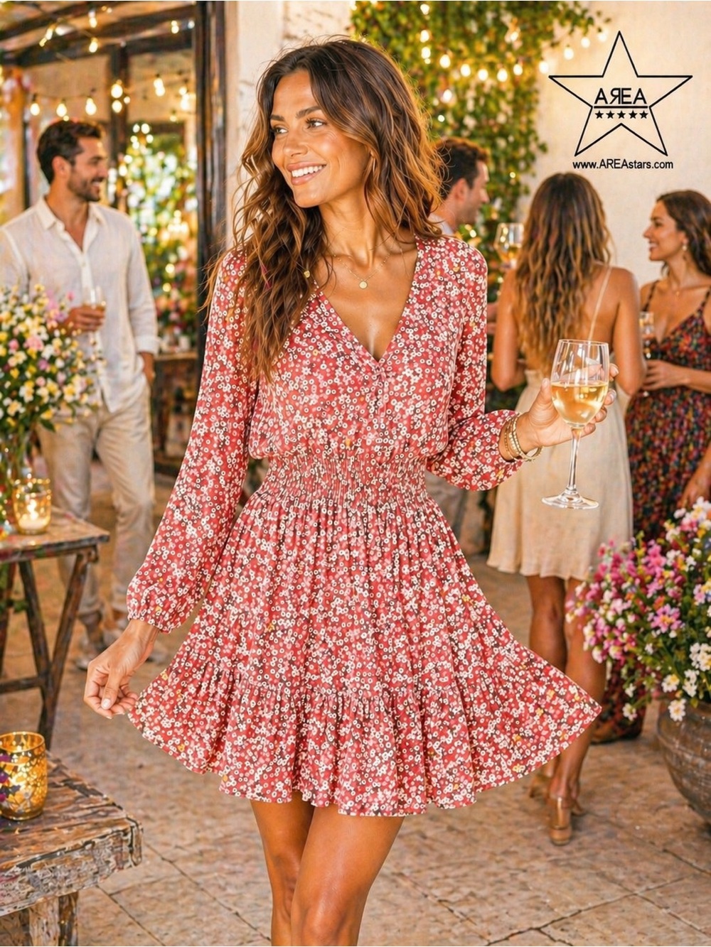 Area Stars, Delilah Floral Long Sleeve Fit & Flare Dress,Excellent Condition,M